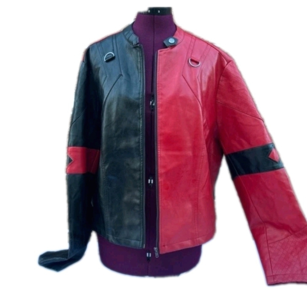 DC Comics (Unisex) Suicide Squad Harley Quinn Live Fast Die Clown Leather Jacket - Picture 5 of 17